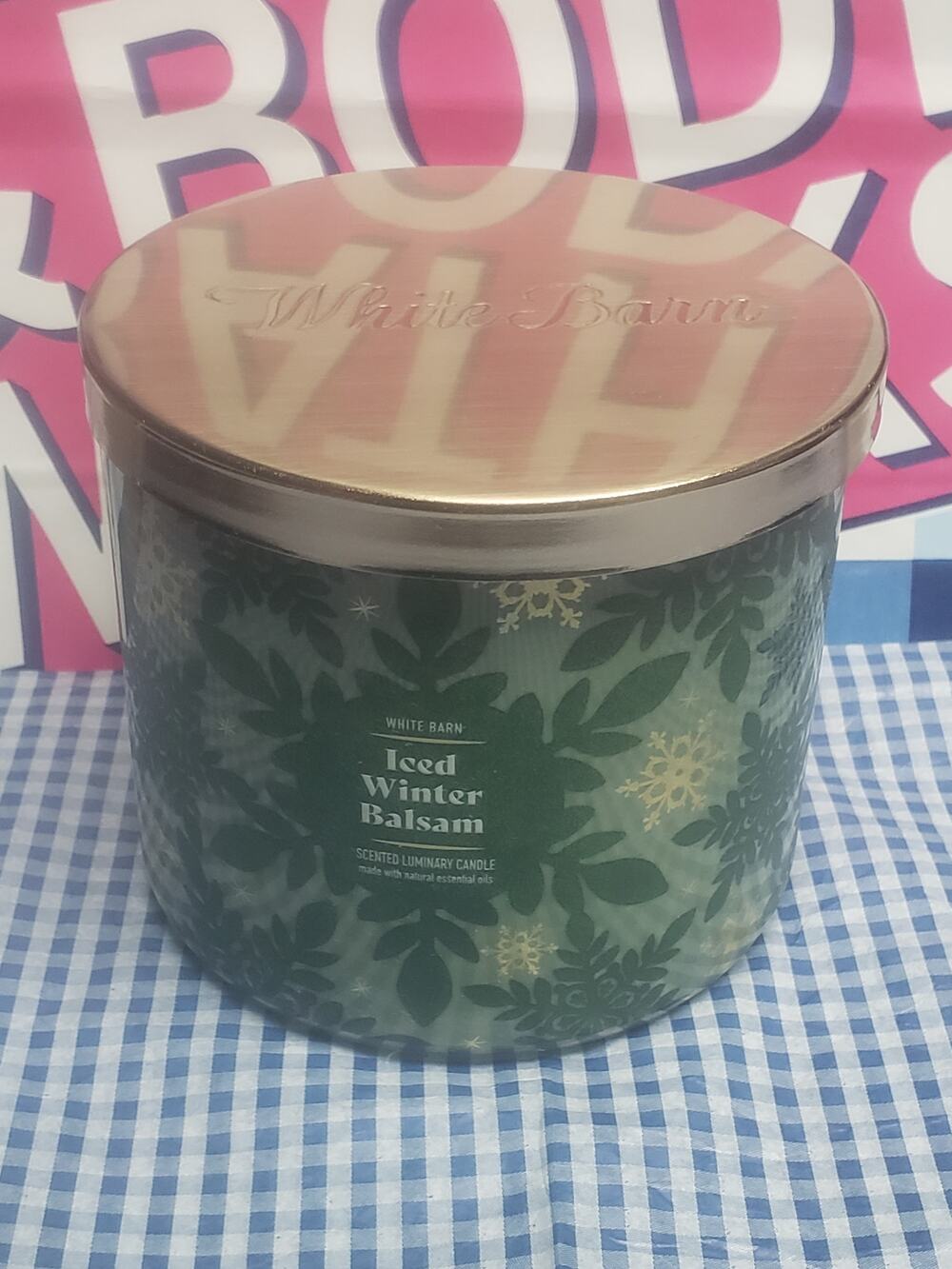BBW Iced Winter Balsam Large 3 Wick Candle Holiday Home Fragrance Decor